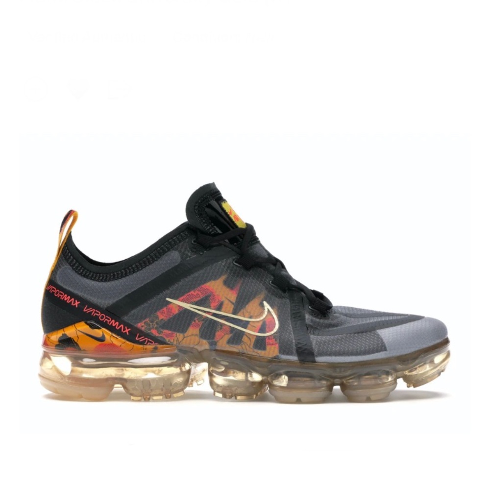 Nike Women's Air VaporMax Sneakers in Black, Orange and Gold